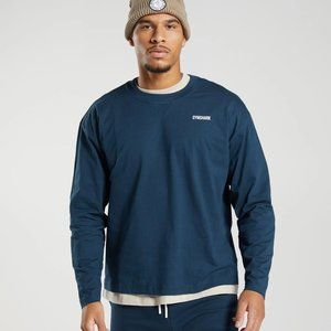 Gymshark Mens REST DAY SWEATS LONG SLEEVE T-SHIRT Navy XL